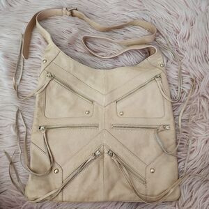 Rebecca Minkoff Love Letter tri zip crossbody leather feed bag